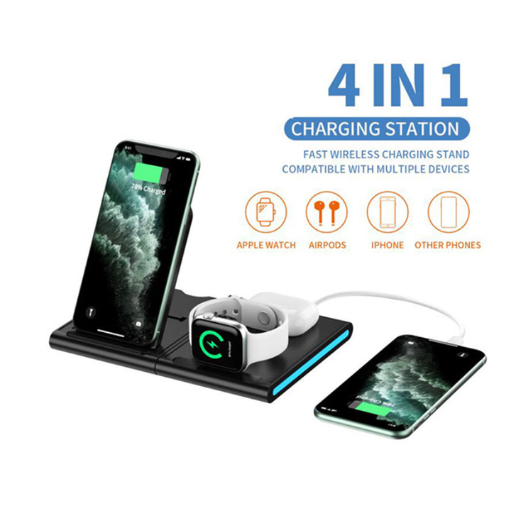 Magnetic Power Tiles 4 In 1 Wireless Charging Station Black