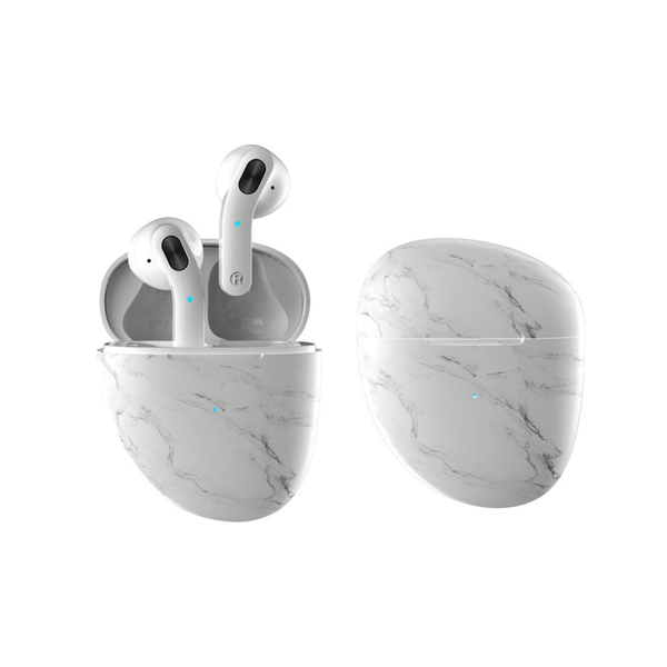 Marble Pebble Twin Bluetooth Headphones White Pebble