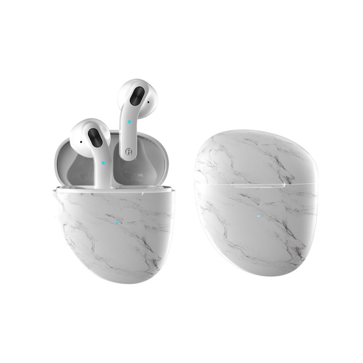 Marble Pebble Twin Bluetooth Headphones White Pebble