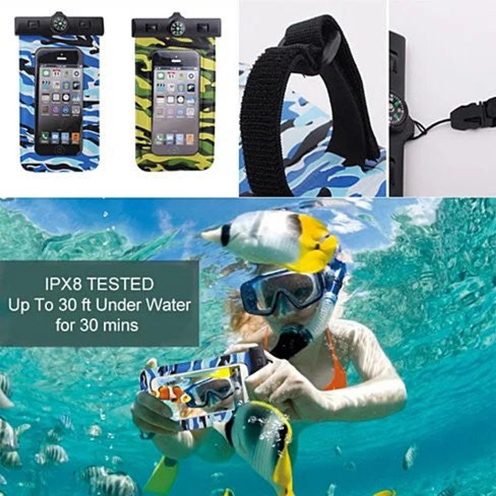 AQUA POUCH - Waterproof Pouch for your Smartphone and your Essentials 2 - Pack Blue Camo-3