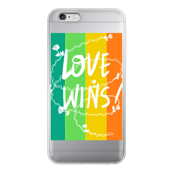 Love Wins Back Printed Hard Phone Case Transparent Apple iPhone 6-6s Plus Transparent Hard Case