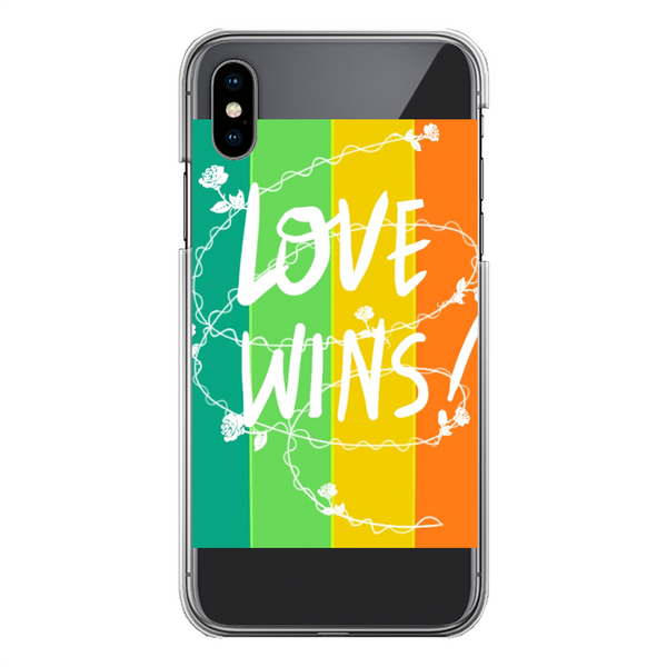 Love Wins Back Printed Hard Phone Case Transparent Apple iPhone X-Xs Transparent Hard Case