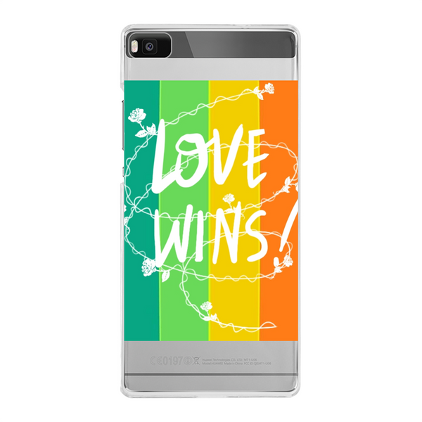 Love Wins Back Printed Hard Phone Case Transparent Huawei P8 Lite (2015) Transparent Hard Case