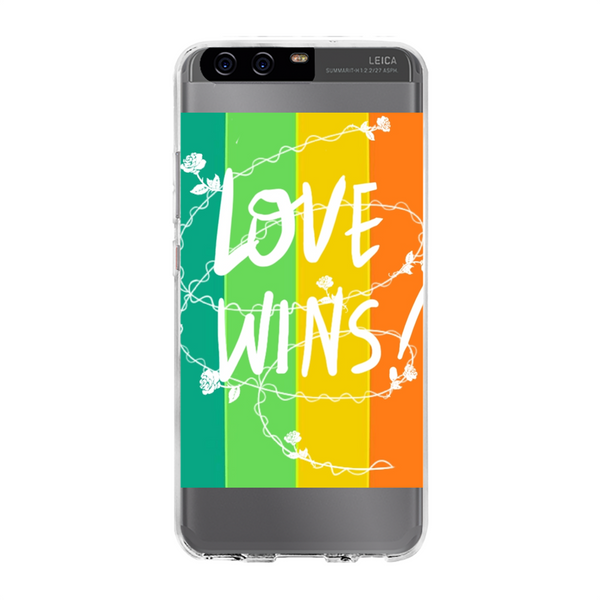Love Wins Back Printed Hard Phone Case Transparent Huawei P10 Transparent Hard Case