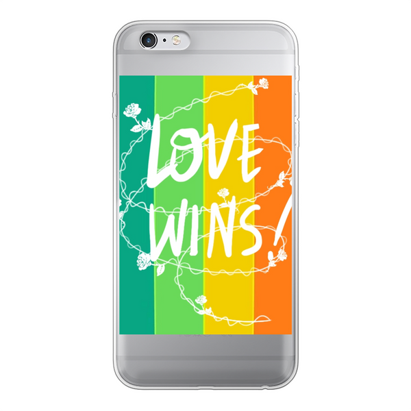 Love Wins Back Printed Soft Phone Case Transparent Apple iPhone 6-6s Transparent Soft Case