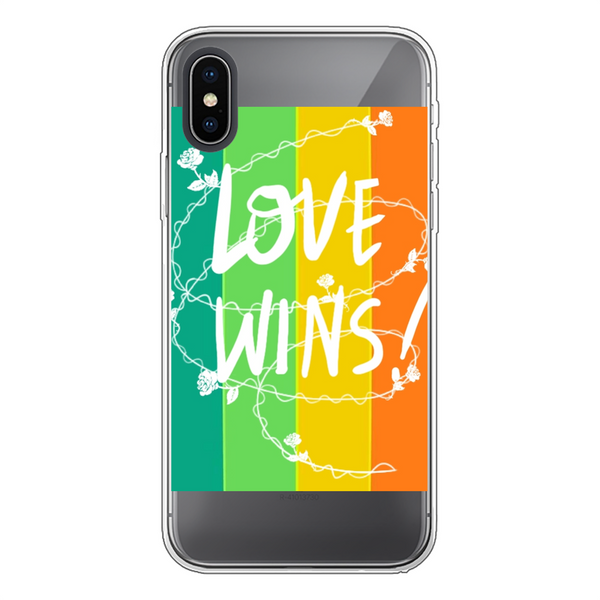 Love Wins Back Printed Soft Phone Case Transparent Apple iPhone X-Xs Transparent Soft Case