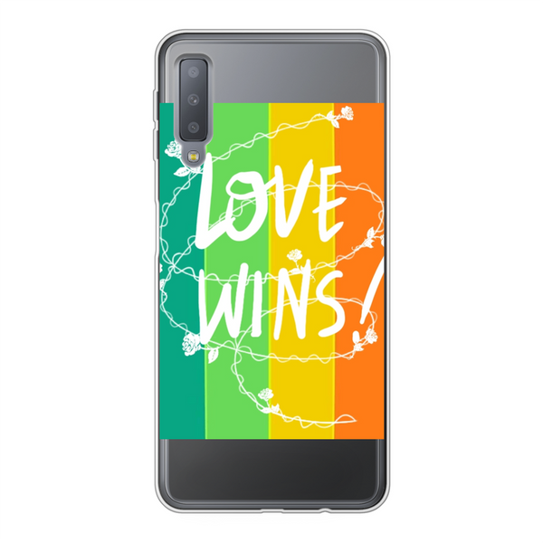 Love Wins Back Printed Soft Phone Case Transparent Samsung Galaxy A7 (2018) Soft Case