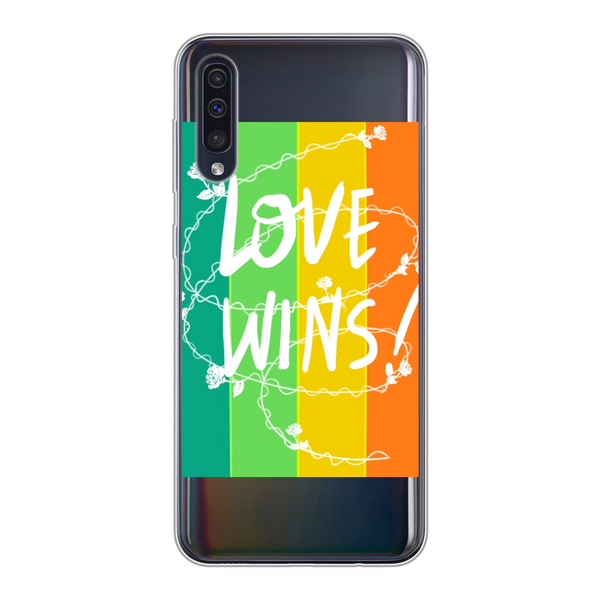 Love Wins Back Printed Soft Phone Case Transparent Samsung Galaxy A50 Soft Case