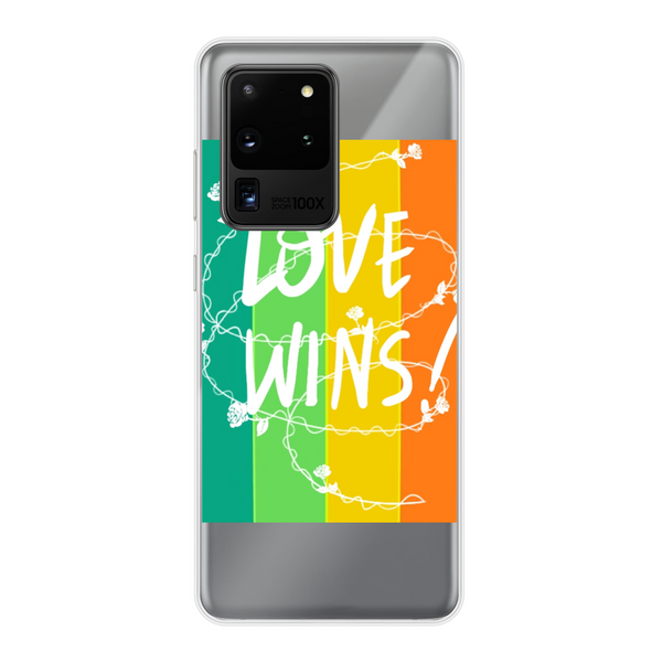 Love Wins Back Printed Soft Phone Case Transparent Samsung Galaxy S20 Ultra Transparent Soft Case
