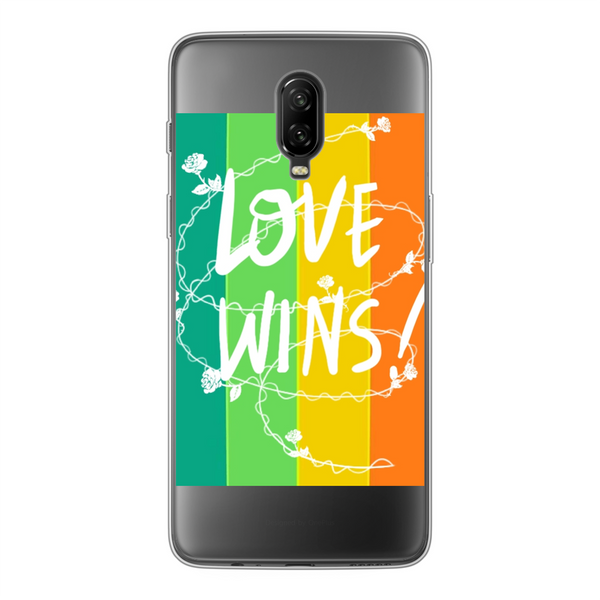 Love Wins Back Printed Soft Phone Case Transparent OnePlus 6T Soft Case