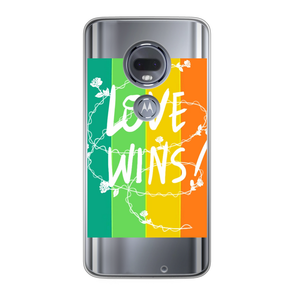 Love Wins Back Printed Soft Phone Case Transparent Motorola Moto G7 Soft Case