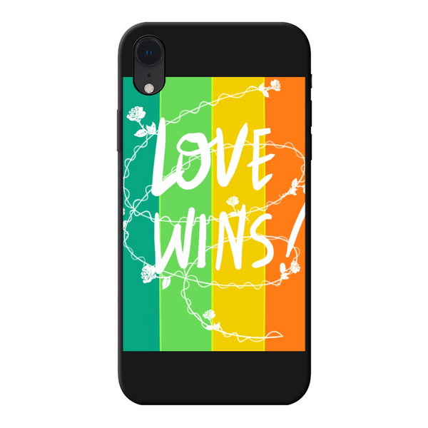 Love Wins Back Printed Soft Phone Case Black Apple iPhone Xr Black Soft Case