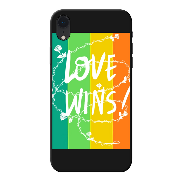 Love Wins Back Printed Soft Phone Case Black Apple iPhone Xr Black Soft Case