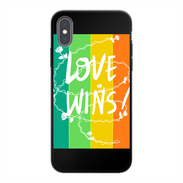Love Wins Back Printed Soft Phone Case Black Apple iPhone X-Xs Black Soft Case