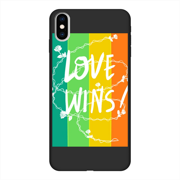 Love Wins Back Printed Soft Phone Case Black Apple iPhone Xs Max Black Soft Case