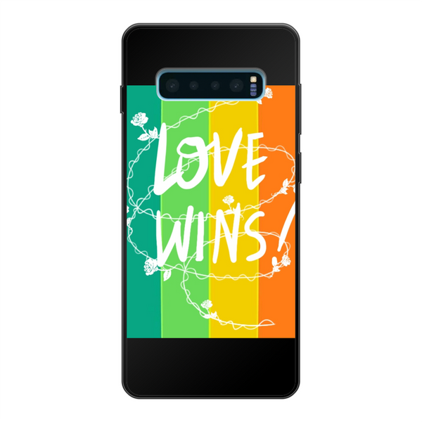 Love Wins Back Printed Soft Phone Case Black Samsung Galaxy S10E black Soft Case