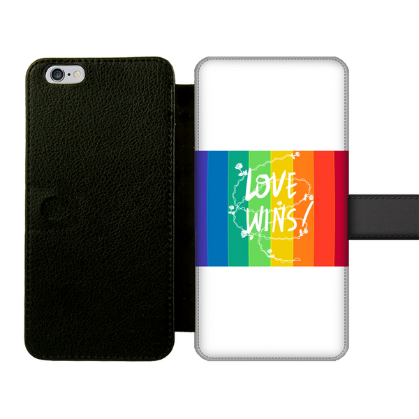 Love Wins Front Printed Wallet Cases Black&White Apple iPhone 6-6s Front Printed Wallet Case