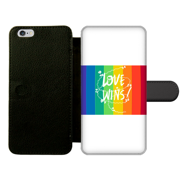 Love Wins Front Printed Wallet Cases Black&White Apple iPhone 6-6s Plus Front Printed Wallet Case