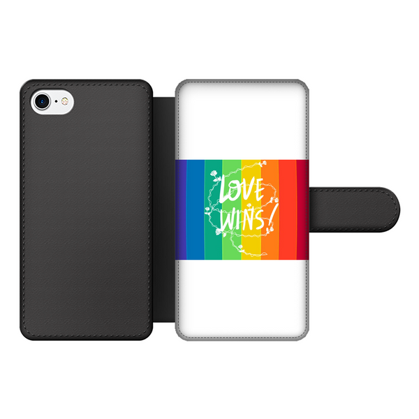Love Wins Front Printed Wallet Cases Black&White Apple iPhone 7/8 Front Printed Wallet Case