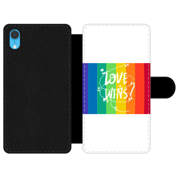 Love Wins Front Printed Wallet Cases Black&White Apple iPhone 7-8 Plus Front Printed Wallet Case