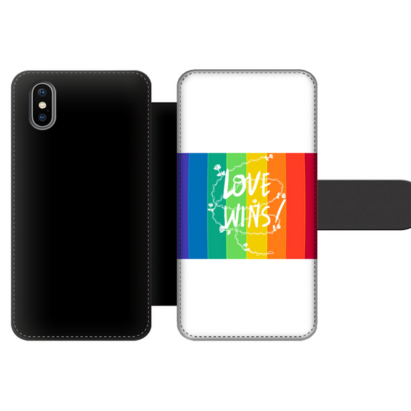 Love Wins Front Printed Wallet Cases Black&White Apple iPhone Xr Front Printed Wallet Case