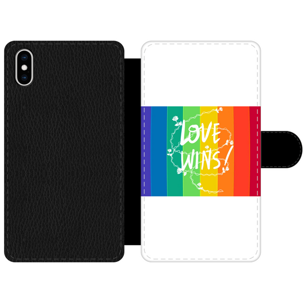 Love Wins Front Printed Wallet Cases Black&White Apple iPhone X-Xs Front Printed Wallet Case