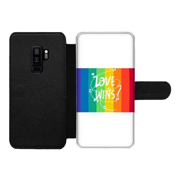 Love Wins Front Printed Wallet Cases Black&White Samsung Galaxy S9 Plus Front Printed Wallet Case