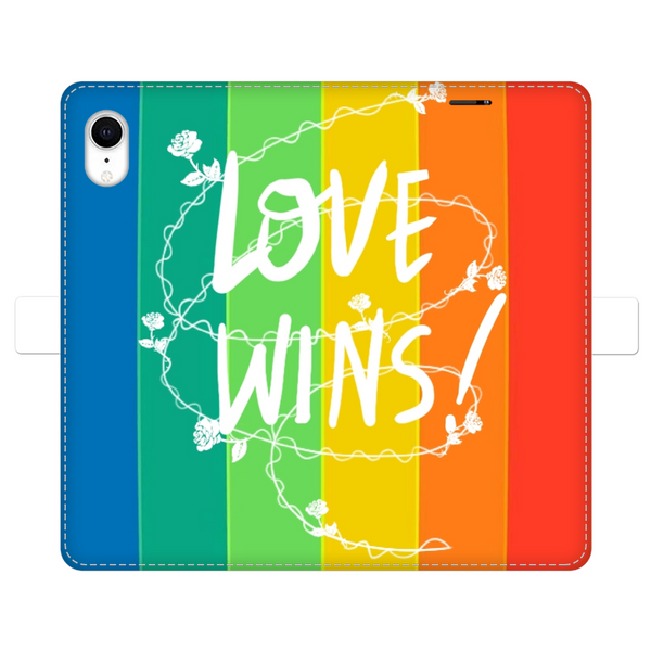 Love Wins Fully Printed Wallet Cases Black&White Apple iPhone Xr Fully Printed Wallet Case