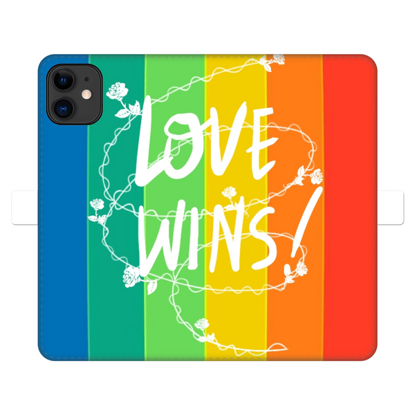 Love Wins Fully Printed Wallet Cases Black&White Apple iPhone 11 Fully Printed Wallet Case