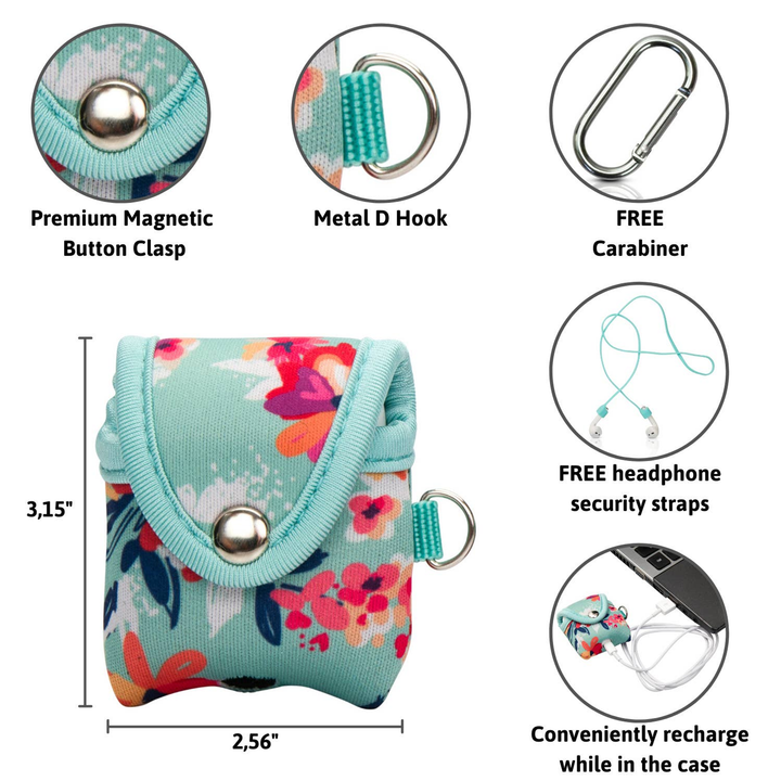 Made Easy Kit Apple AirPods Case Cover Protective Skin Teal Floral-4
