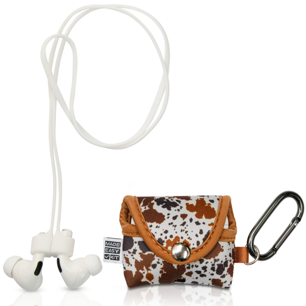 Made Easy Kit Apple AirPods Pro Case Cover Protective Skin Brown White Cow