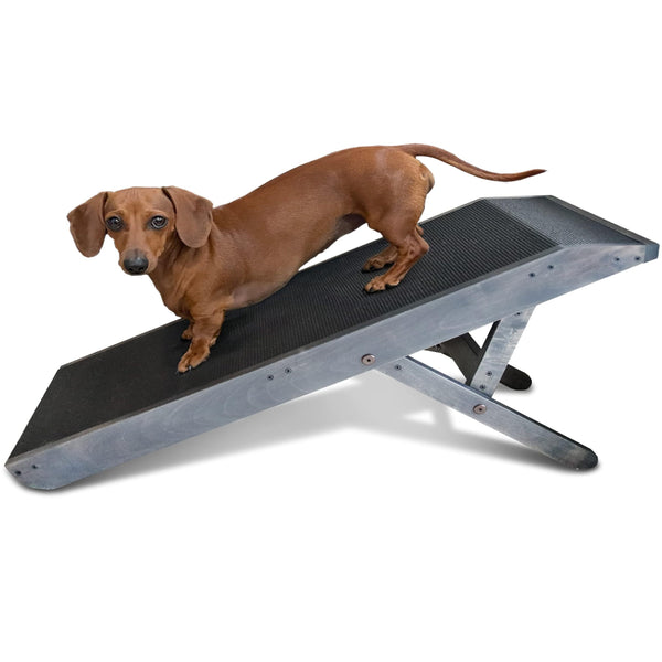 Youfun Adjustable Dog Ramp for Bed Small Dog &amp; Large Dogs - 24&quot; H Folding Dachshund Ramp Hardwood Pet Ramp for Couch with Platform Top &amp; Anti-Slip Surface - 47&quot; L Dog Ramps for Medium Dogs &amp; Old Cats