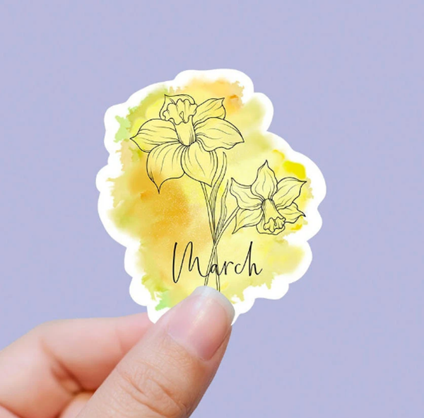 March Birth Flower Vinyl Sticker