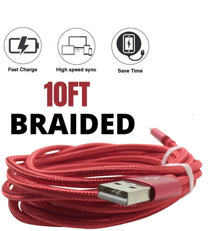 10Ft Braided USB Charger Cable Compatible for Iphone-2