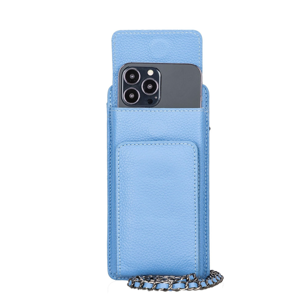 Lovell Crossbody Leather Phone Wallet Light Blue