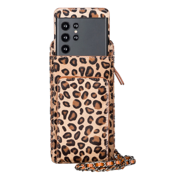 Lovell Crossbody Leather Phone Wallet Leopard Pattern