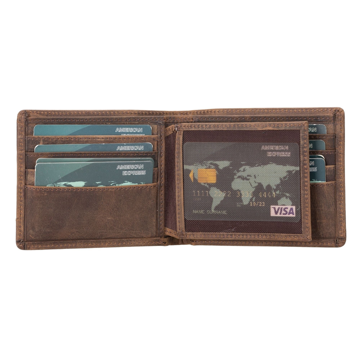 Lusk Slim Bifold Design Handcrafted Men's Genuine Leather Wallet Dark Brown-2