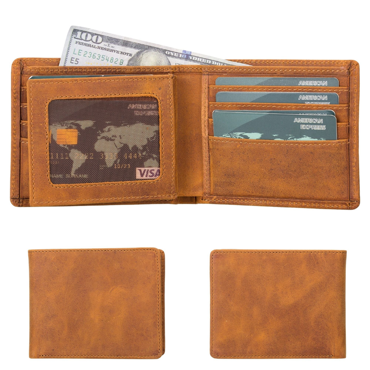 Lusk Slim Bifold Design Handcrafted Men's Genuine Leather Wallet Tan