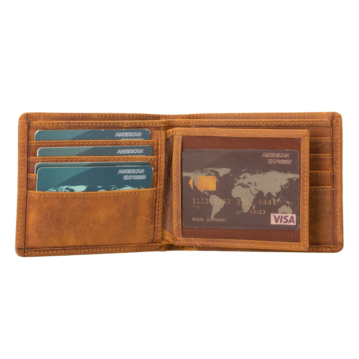 Lusk Slim Bifold Design Handcrafted Men's Genuine Leather Wallet Tan-2
