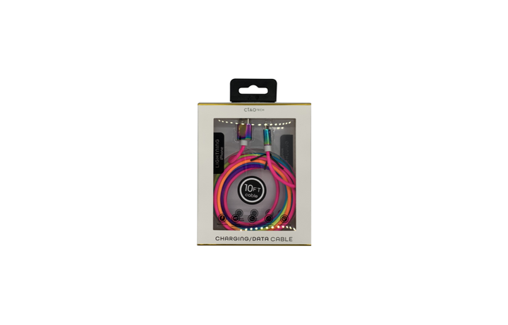 2A 10 ft Rainbow Rounded -Micro USB Cable