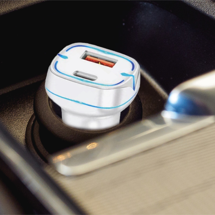 12V Car Charger USB-A & USB-C Output - White-2