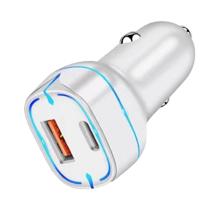 12V Car Charger USB-A & USB-C Output - White-3