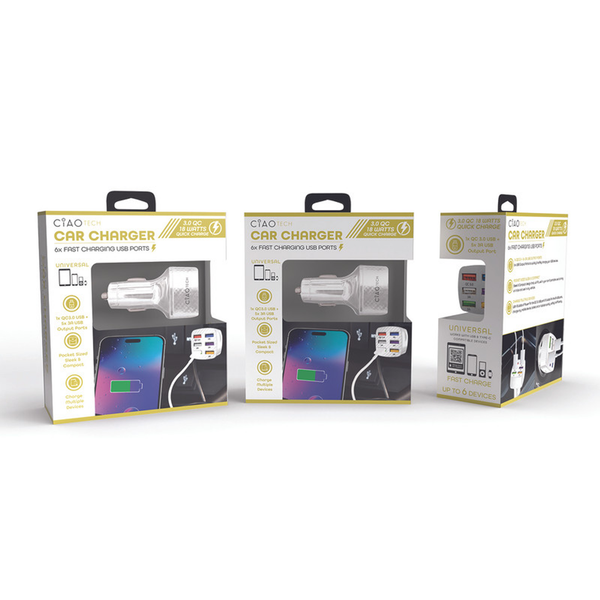 12V USB-A 18 Watt Car Charger - White