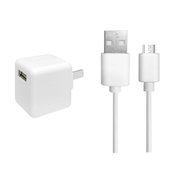 2 in 1 Micro USB Travel Set White