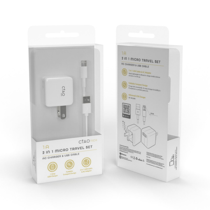 2 in 1 Micro USB Travel Set White-2