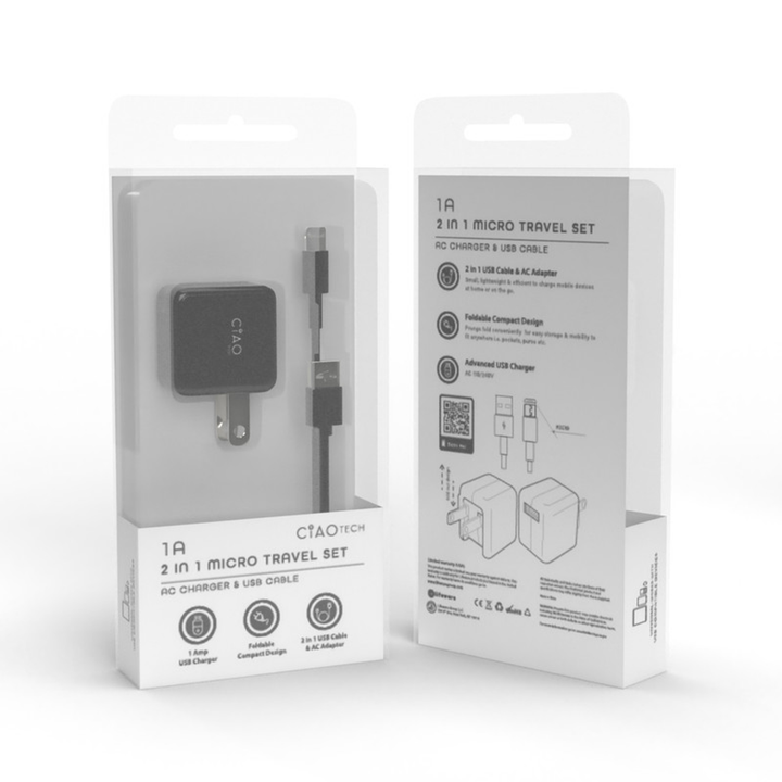2 in 1 Micro USB Travel Set Black-2
