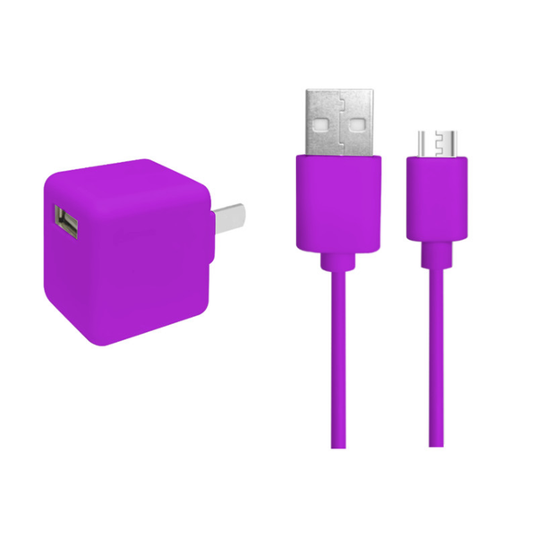 2 in 1 Micro USB Travel Set Purple