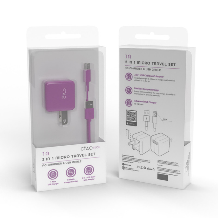 2 in 1 Micro USB Travel Set Purple-2