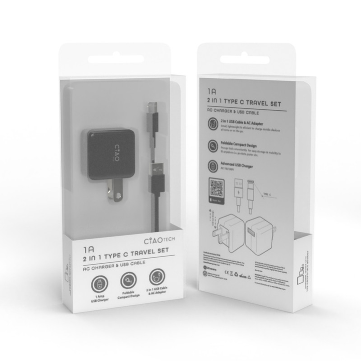 2 in 1 USB Type C Travel Set Black-2