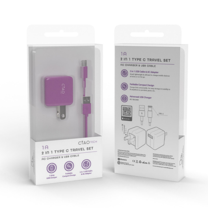 2 in 1 USB Type C Travel Set Purple-2